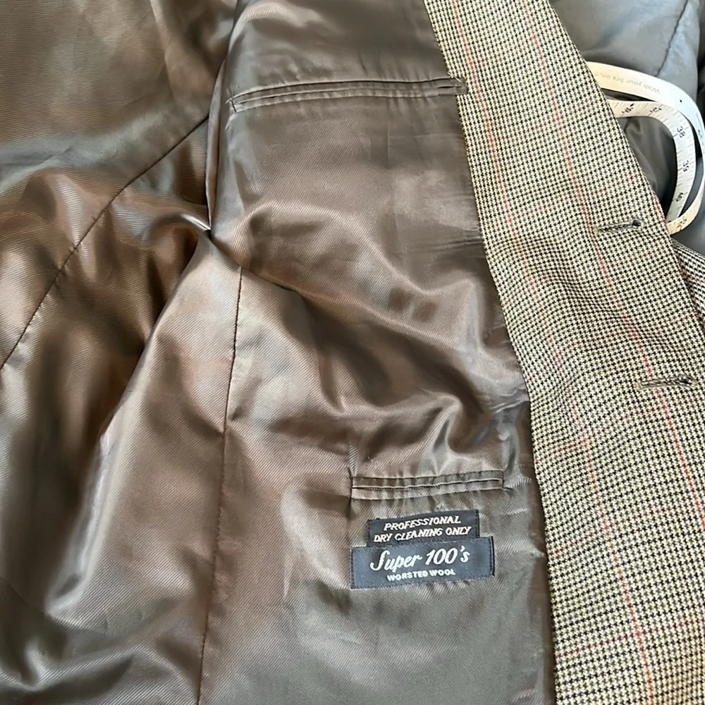 Stanley Blacker Brown Plaid Blazer Size 43R